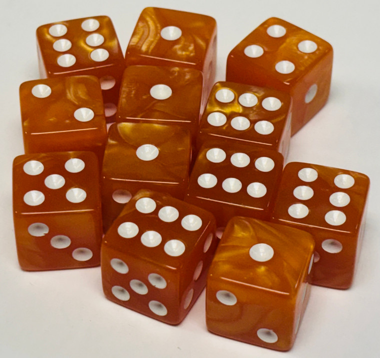 Orange Acrylic Marble 16mm D6 Set