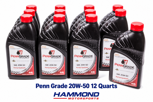 PennGrade 1 20W-50 high zinc partial synthetic racing oil, 12-quart case – Hammond Motorsports