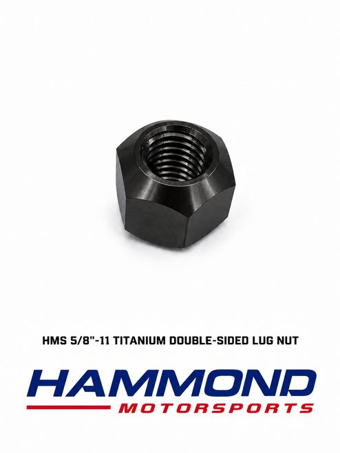 HMS 5/8"-11 Titanium Double-Sided Lug Nut – Single Lug Nut, lightweight titanium racing wheel hardware.