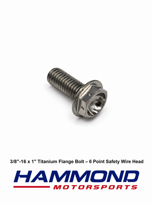 3/8"-16 x 1" Titanium Flange Bolt – 6 Point Safety Wire Head – Single Bolt