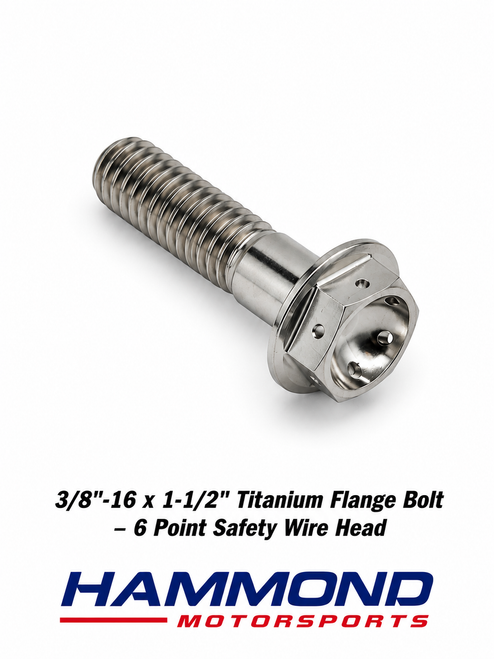 3/8"-16 x 1-1/2" Titanium Flange Bolt with 6-Point Safety Wire Head