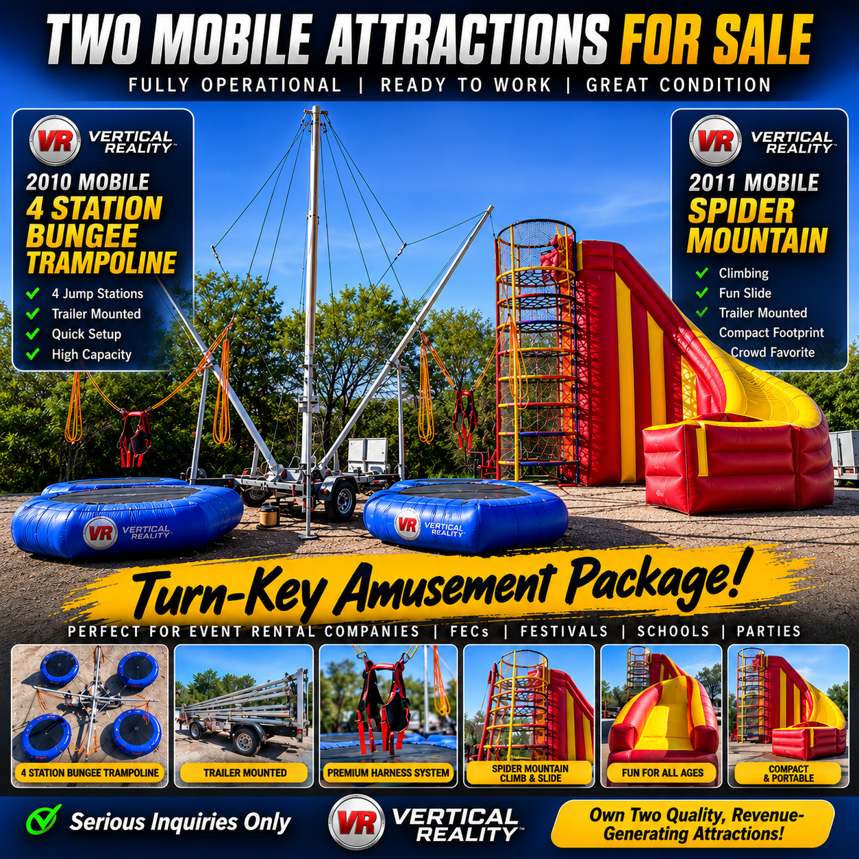 Two Vertical Reality Mobile Attractions for Sale