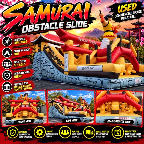 Inflatable Depot 28' Samurai Temple – Commercial Slide / Obstacle Course