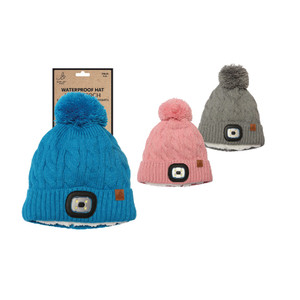 Bartleby Childrens Sherpa Lined Waterproof Bobble Hat With Light Bartleby Childrens Sherpa Lined Waterproof Bobble Hat With Light