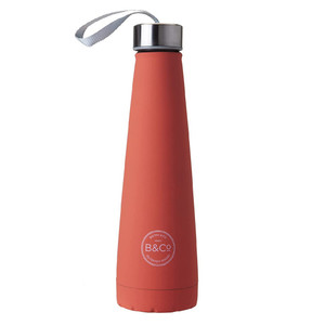 B&Co 450ml Conical Bottle Rubberised Finish Coral B&Co 450ml Conical Bottle Rubberised Finish Coral