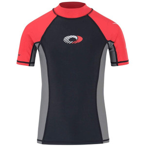 Osprey Kids Short Sleeve Rash Vest Top Black/Red UPF 50+ Size XXS Osprey Kids Short Sleeve Rash Vest Top Black/Red UPF 50+ Size XXS