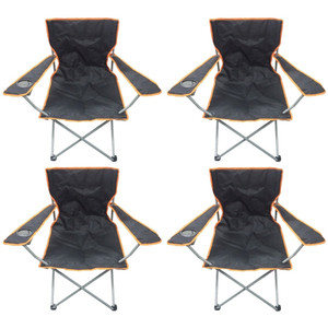 4 Black & Orange Lightweight Folding Camping Beach Captains Chairs 4 Black & Orange Lightweight Folding Camping Beach Captains Chairs