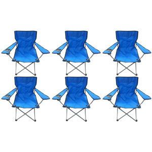 6 Blue & Black Lightweight Folding Camping Beach Captains Chairs 6 Blue & Black Lightweight Folding Camping Beach Captains Chairs