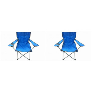 2 Blue & Black Folding Chair With Cup Holder 2 Blue & Black Folding Chair With Cup Holder
