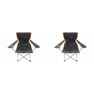 2 Black & Orange Folding Chair With Cup Holder 2 Black & Orange Folding Chair With Cup Holder