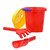 Red Beach Bucket Set With Sieve, Rake & Spade 6"