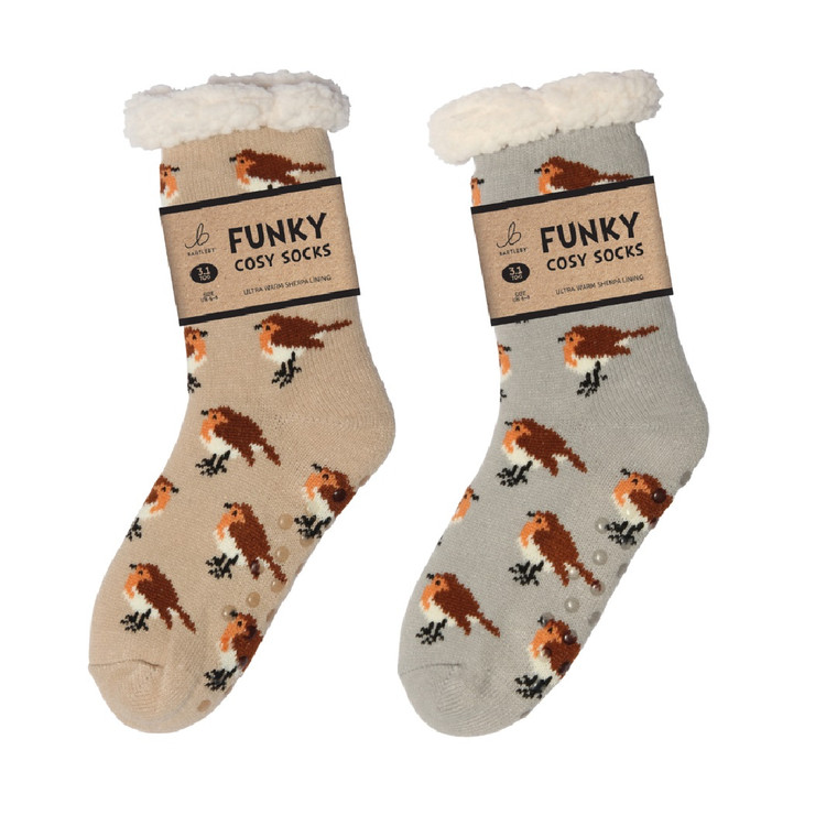 Bartleby Ladies Sherpa Socks - Garden Robin Design - 1 Supplied