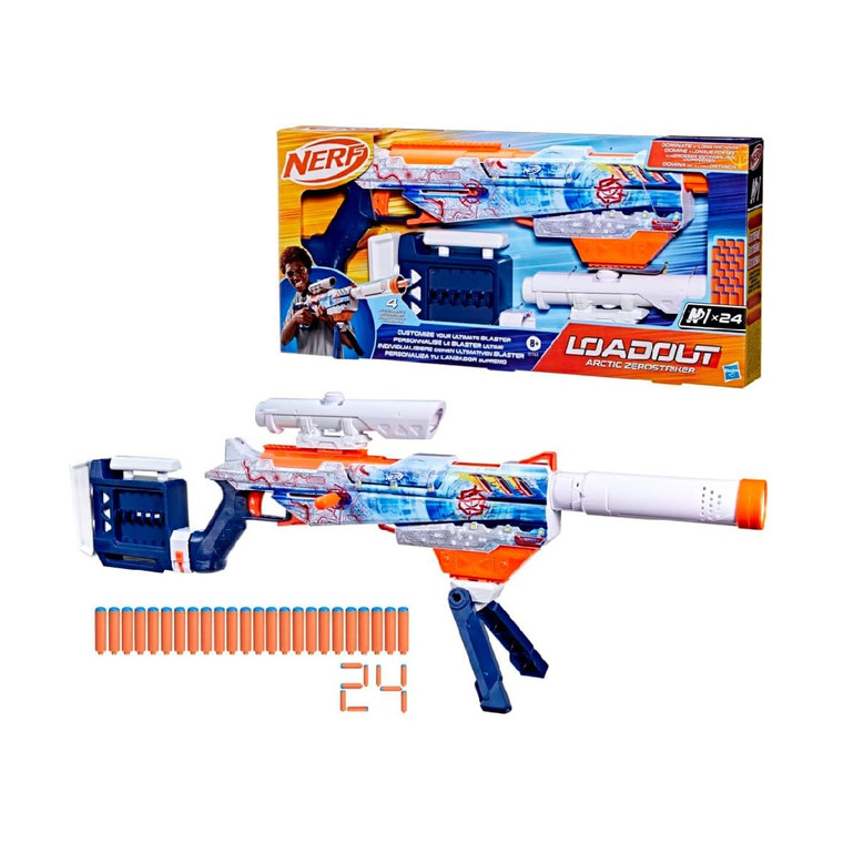 Nerf Loadout Arctic Zerostriker Blaster With 24 Foam Bullets