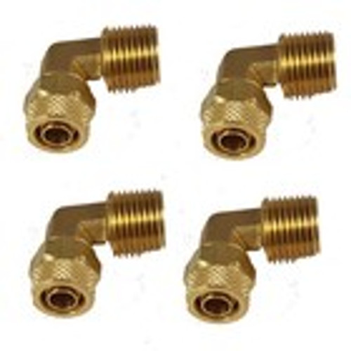 4-BRASS Air Fittings 3/8" Tube x 3/8" NPT Air Suspension 90 degree Elbows
