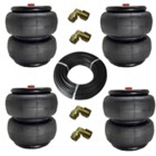 SET of 4 #2600 Denominator II Airbags Air Suspension 1" Taller 3/8" Hose +Elbows