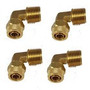 4-BRASS Air Fittings 3/8" Tube x 3/8" NPT Air Suspension 90 degree Elbows