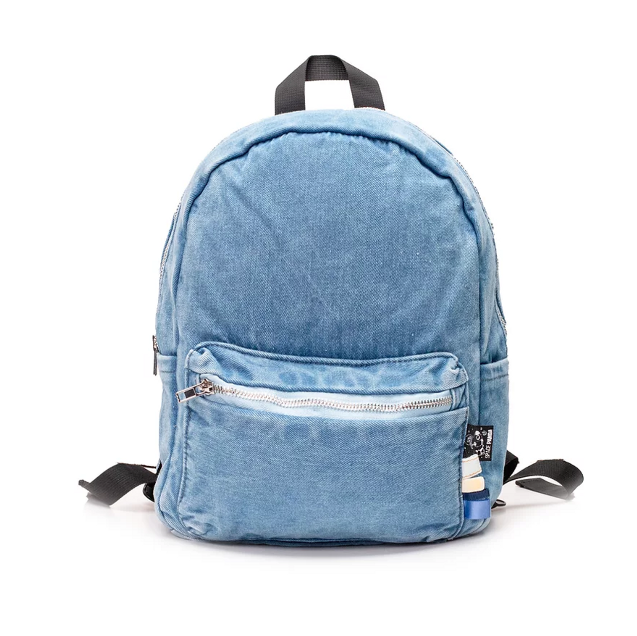 Small Backpack, Personalized, Blue Denim Space Panda