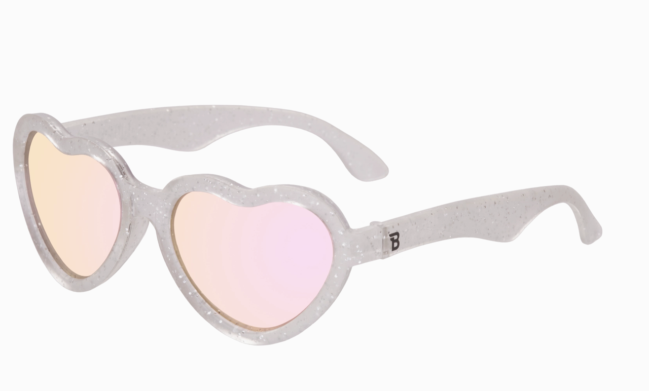 Baby Sunglasses, Heart Silver Sparkle Polarized Mirrored  display picture 1