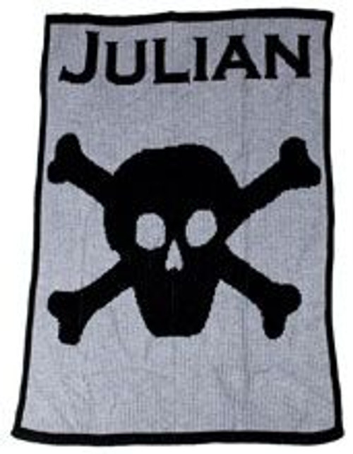 Personalized Stroller Blanket with Name and Skull and Crossbone