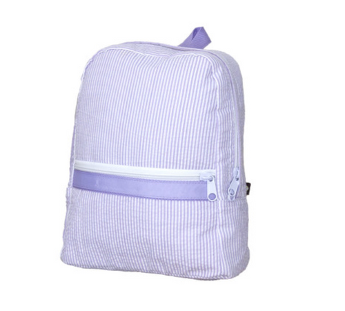 Small Backpack, Personalized Lilac Seersucker