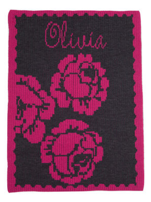 Personalized Stroller Blanket, Peony & Name