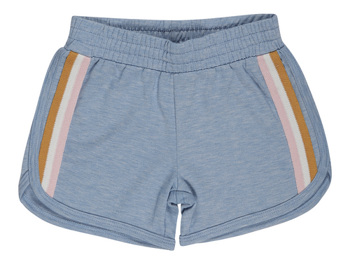 Tiny Whales, Blue Shorts with Stripes 