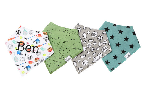 Bandana Quarterback Bib Set of 4, Personalized 