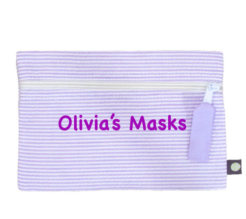 Personalized Small Zip Bag, Lilac Seersucker Personalized Small Zip Bag, Lilac Seersucker