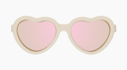 Baby Sunglasses, Heart Sweet Cream Polarized Mirrored Lenses, Size 0-2