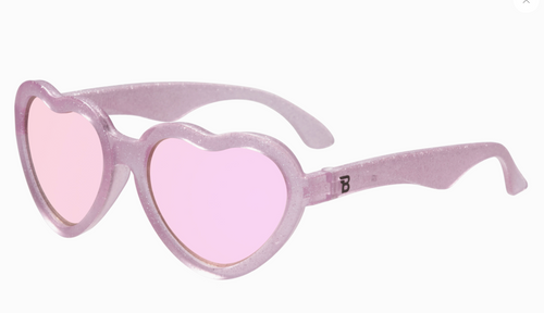 Baby Sunglasses, Heart Sparkle Squad Lavender Mirrored Lenses, Size 6+