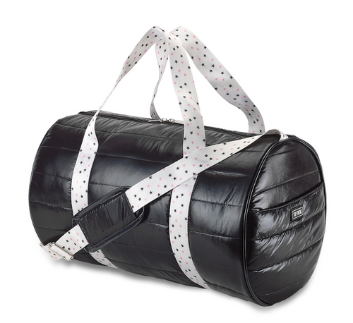 Duffle Bag, Black with Twinkle Star Strap 