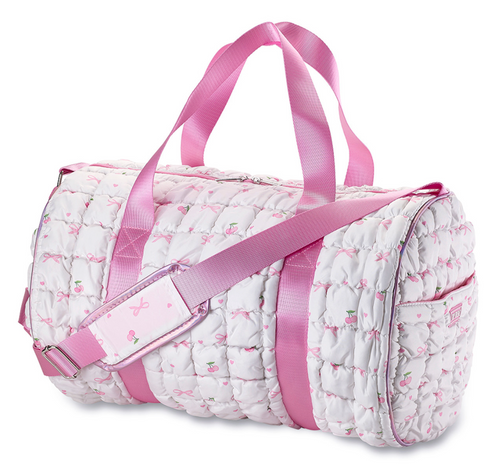 Duffle Bag, White Scrunchie with Bow Pattern Duffle Bag, White Scrunchie with Bow Pattern
