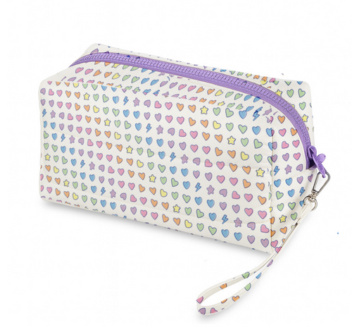 Cosmetic Bag, Pastel Hearts