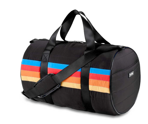 Duffle Bag, Black bag with Stripes 