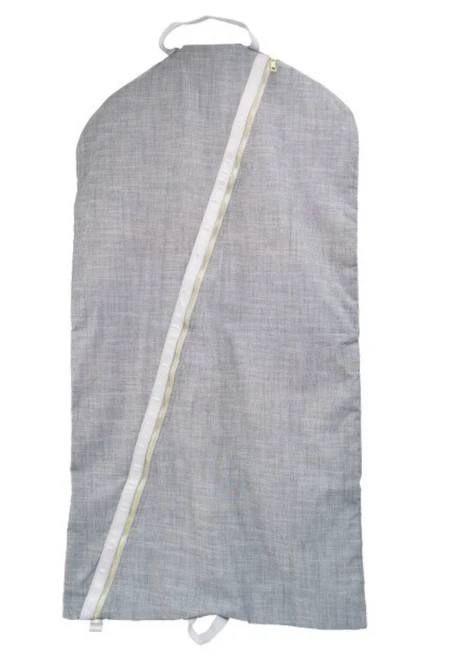 Personalized Garment Bag, Grey Chambray