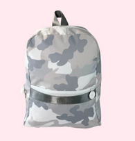 Small Backpack, Personalized Glossy Grey Camo