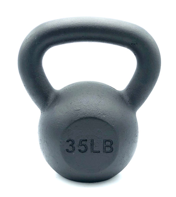 Black Powder-Coated Cast Iron Kettlebell - 35  LB