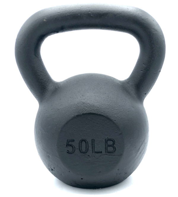 Black Powder-Coated Cast Iron Kettlebell - 50  LB