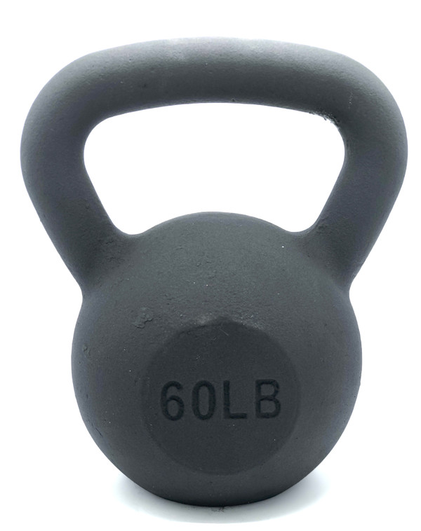 Black Powder-Coated Cast Iron Kettlebell - 60  LB