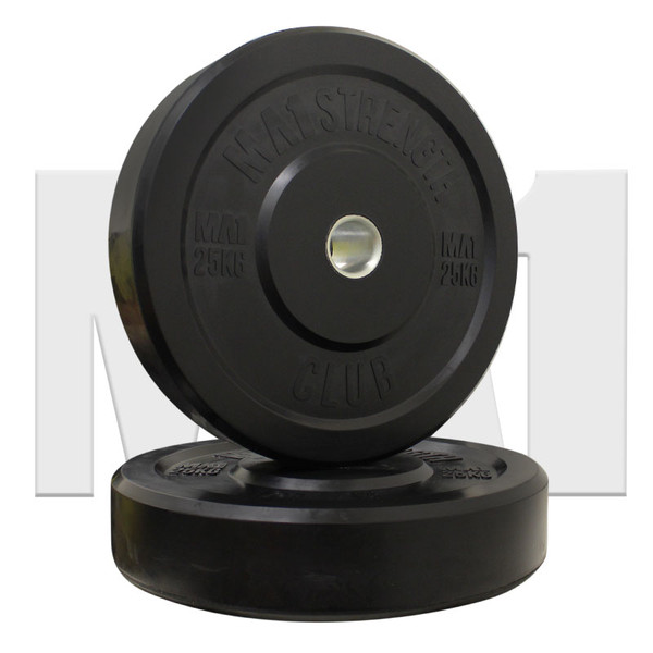 MA1 Club Bumper Plates Black 55lb (Pair)