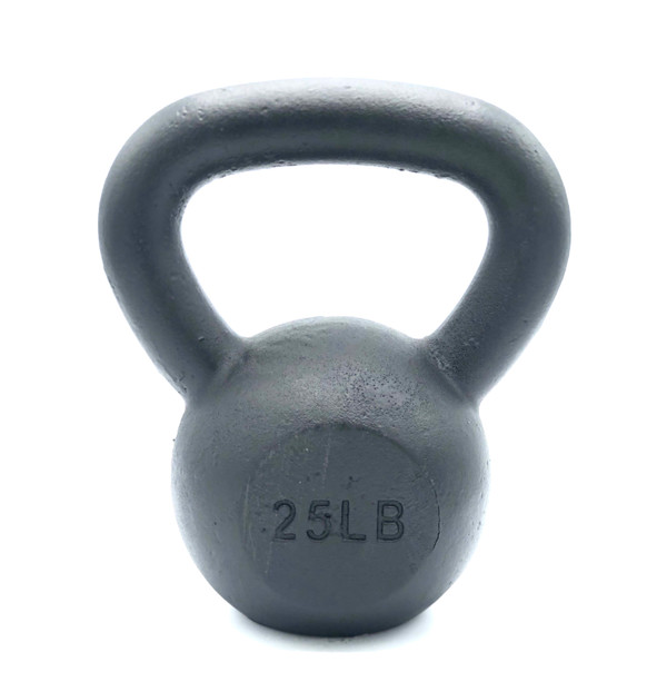 Black Powder-Coated Cast Iron Kettlebell - 25 LB