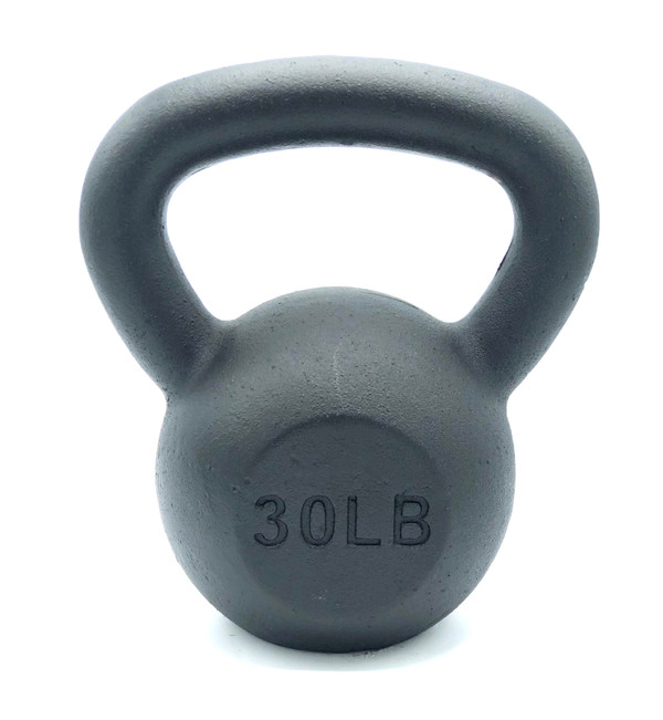 Black Powder-Coated Cast Iron Kettlebell - 30  LB