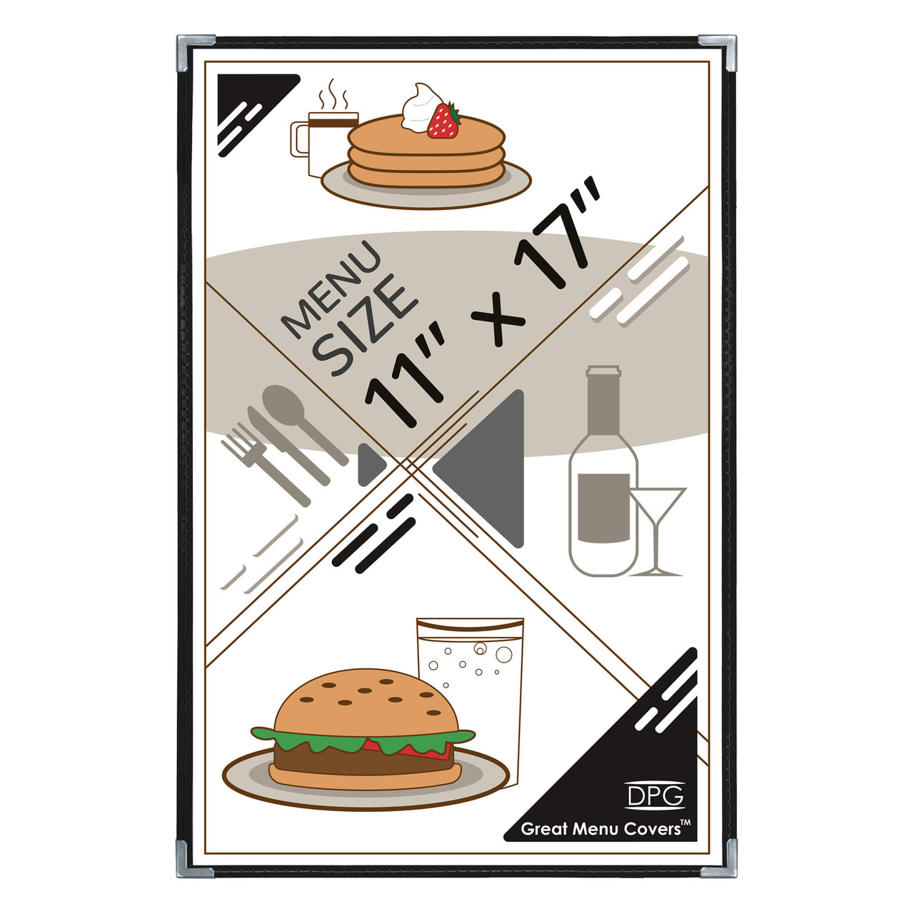 2-Page 11x17 Cafe Menu Cover – Vinyl Trim – 25-Pack - DPG - Great