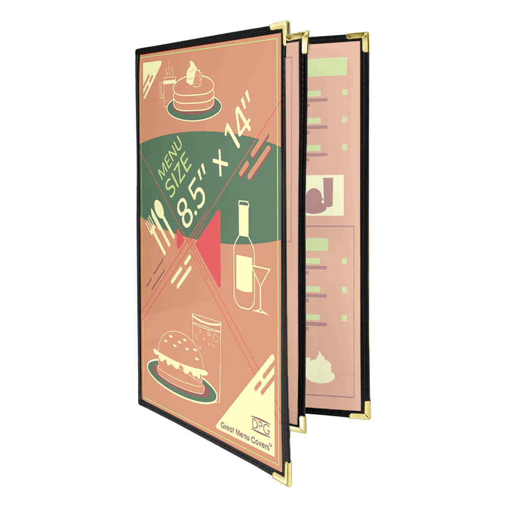 6-Page 8.5x14 Cafe Menu Cover – Half Page Middle Panel