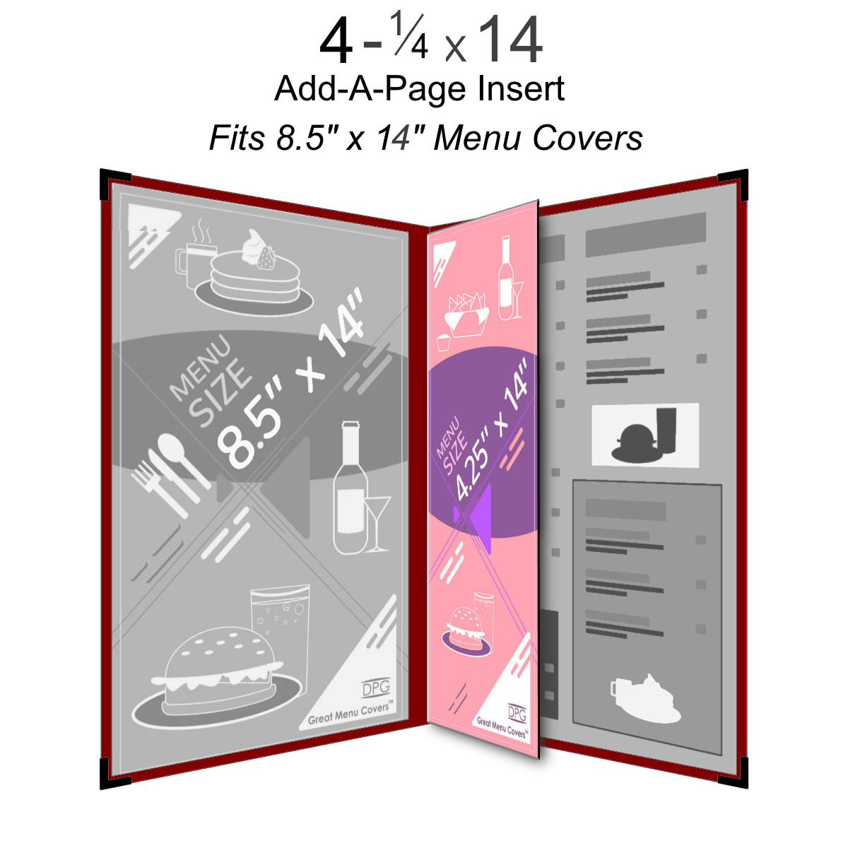 Menu Cover Insert – Clear Vinyl, 4.25x14 Half-Page Size, Fits 8.5