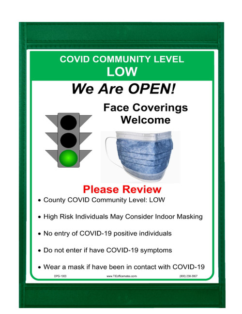 Removable Entry Sign- LOW COVID Community Spread Level
