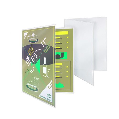 Clear Edge 8.5x11 Restaurant Menu Cover, 4-Page Views, Stitched Vinyl Trim, Reusable and Easy to Clean, Protects Menus from Spills and Fingerprints