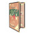 Leatherette 8.5x14 cafe menu cover with clear 10-gauge PVC windows, four full outside page views and two half-page 4.25x14 inside views, available in five leatherette colors with silver, gold, or black metal corners, Made in USA.
