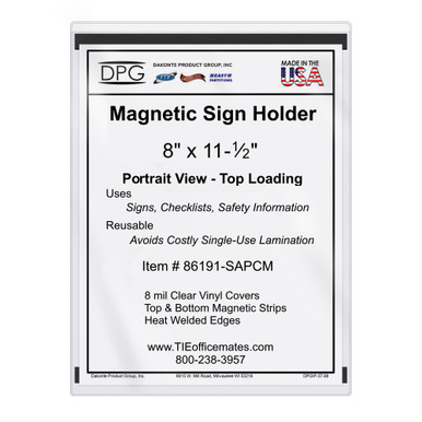 8.5x11 Magnetic Clear Vinyl Sign Holder – Portrait View – 25-Pack