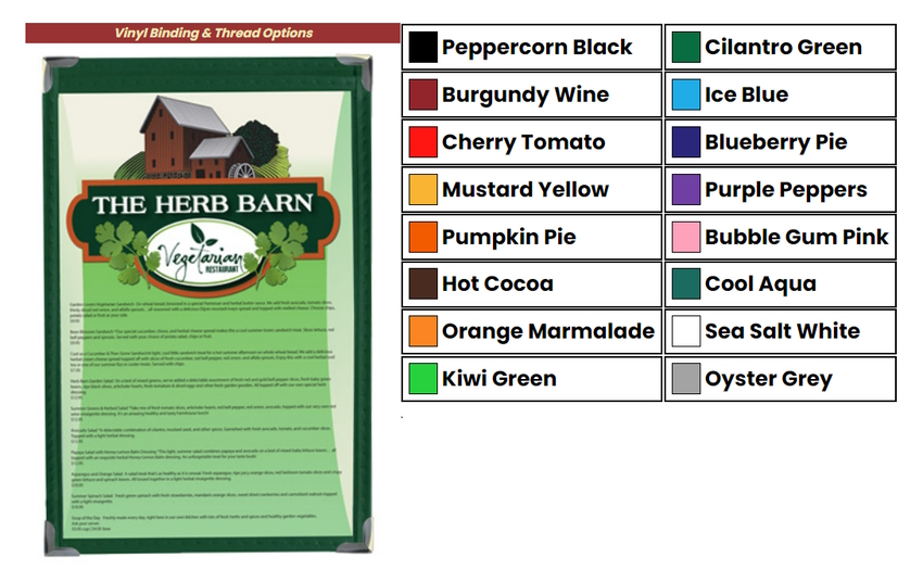 Color Trim Options - DPG - Great Menu Covers
